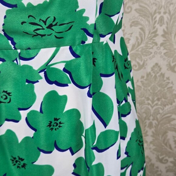 Eliza J Sz 4 Floral Print Dress Contrasting Bottom Accent Defined Waist Pockets - Picture 6 of 16